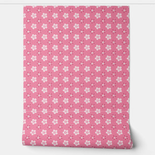 Papier Peint motif simple floral solide rose rétro petit flux