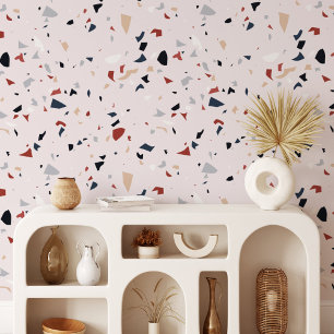 Papier Peint Motif Terrazzo Abstrait Moderne du Milieu du Siècl