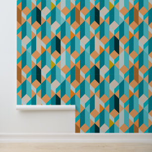 Papier Peint Motif turquoise Et Orange
