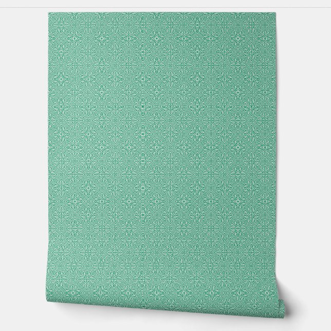 Papier Peint motif vert et blanc abstrait (Déroulement)