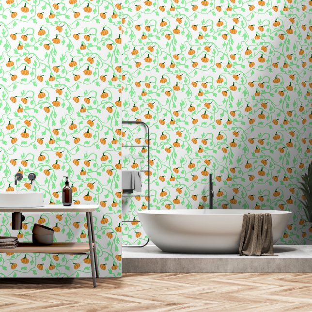 Papier Peint Motif Vins citrouille (Salle de bain)