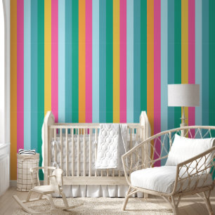 Papier Peint Motif vintage brillant coloré rayé