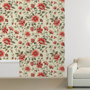 Papier Peint Motif Vintage Floral rouge