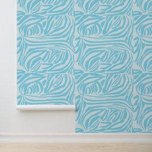 Papier Peint Motif Zèbre Bleu