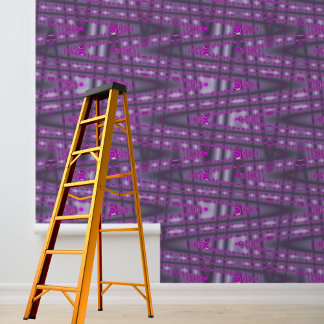 Papier Peint Motif zig-zag rose violet écorce et bâton