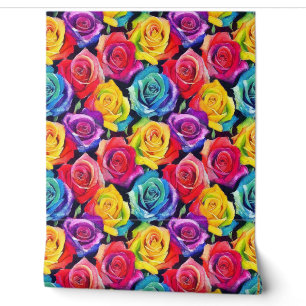 Papier Peint Motifs de roses radieuses, motif floral à l'aquare