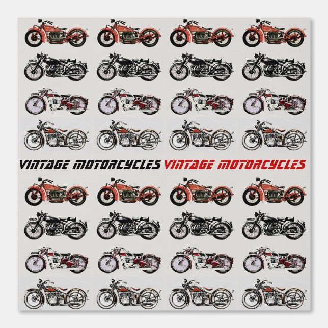 Papier Peint MOTOCYCLES vintages rouge blanc gris noir (Recto)