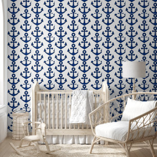 Papier peint mural pour enfants avec ancre bleue p
