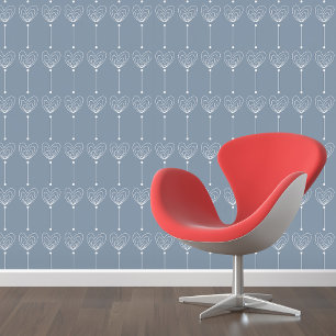 Papier Peint Murs de Whimsical : Coeurs de Doodle Blanc Peel &