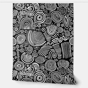 Papier Peint Muse monochrome : Doodle Abstrait