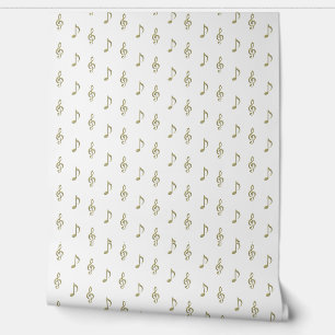 Papier Peint Musique bossée Note & Treble Clef Gold Musical