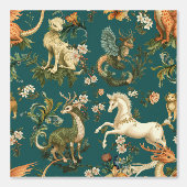 Papier Peint Mythique Animaux Forêt Créatures Turquoise (Recto)