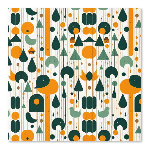 Papier Peint Nature minimaliste et oiseaux Motif géométrique