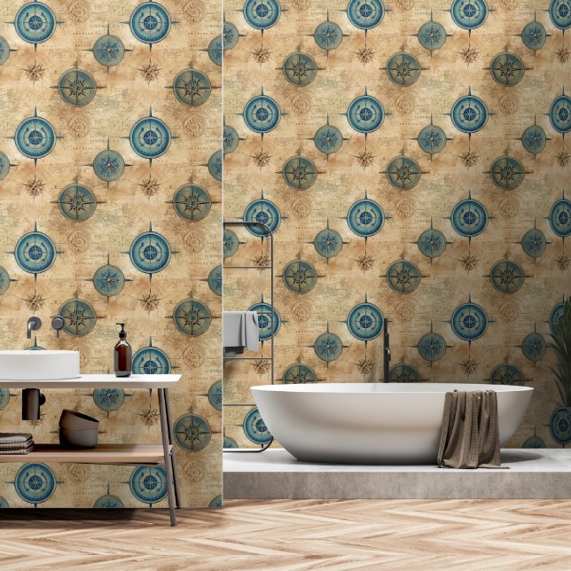 Papier Peint Nautique vintage (Salle de bain)