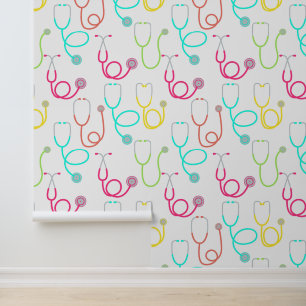 Papier Peint Neon Stethoscope Motif