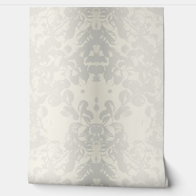 Papier Peint Neutral Gray Beige Floral Seamless Wallpaper  (Déroulement)