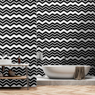 Papier Peint Noir Blanc Zigzag Chevron Motif Design