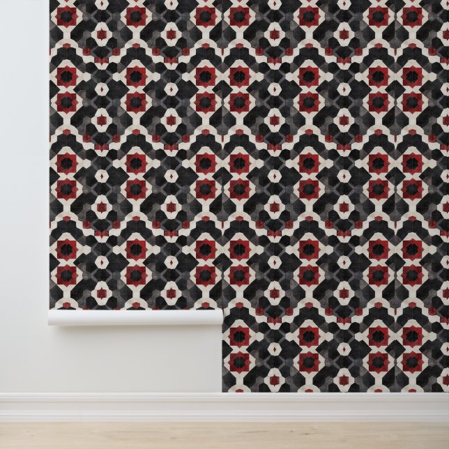 Papier peint noir motif géométrique (Application)