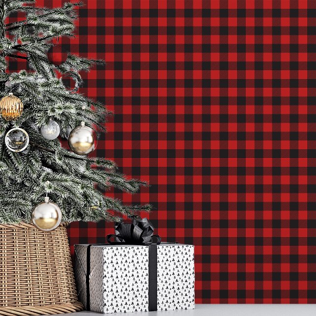 Papier Peint Noir rouge et noir Buffalo plaid Noël (Créateur téléchargé)