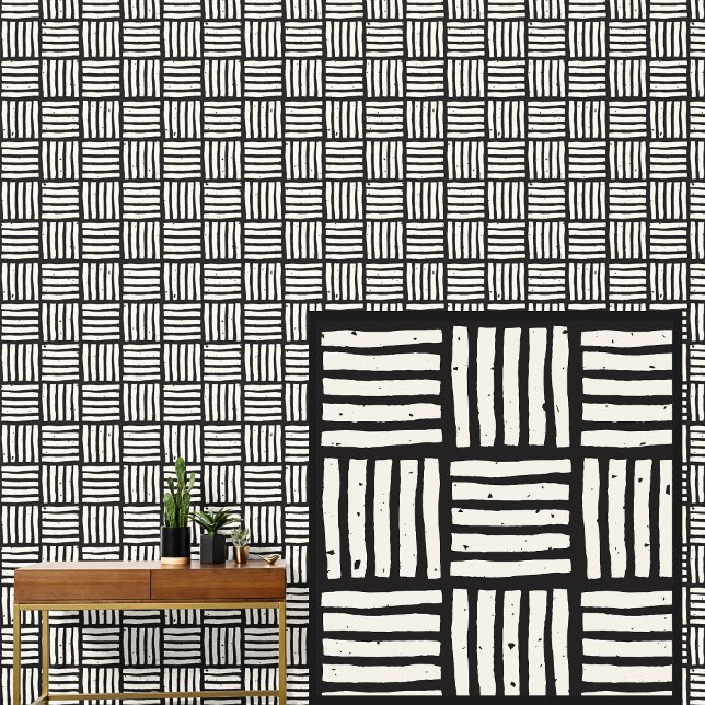 Papier Peint Noir sur Grille osseuse Carrés Panier (Créateur téléchargé)