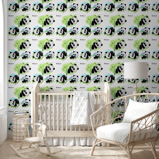 Papier Peint Nom personnalisé Cute Panda (Enfants)