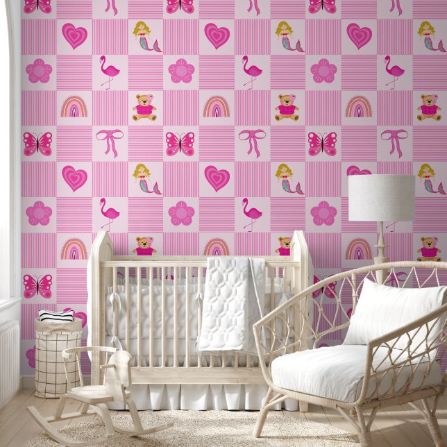 Papier Peint Nourriture Moderne Rose Fille Pour Elle (Enfants)
