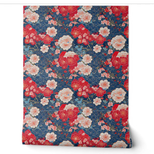 Papier Peint Nuages et fleurs japonais