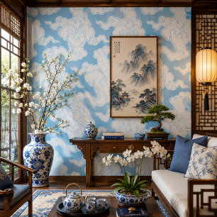 Papier Peint Nuages Japonais Pochoir Motif Ise Katagami
