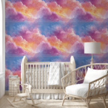 Nuageux Rêveurs Rose Bleu Vibrant Chambre de Bébé