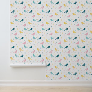 Papier Peint Nurserie à motif minimal d'oiseau scandinave
