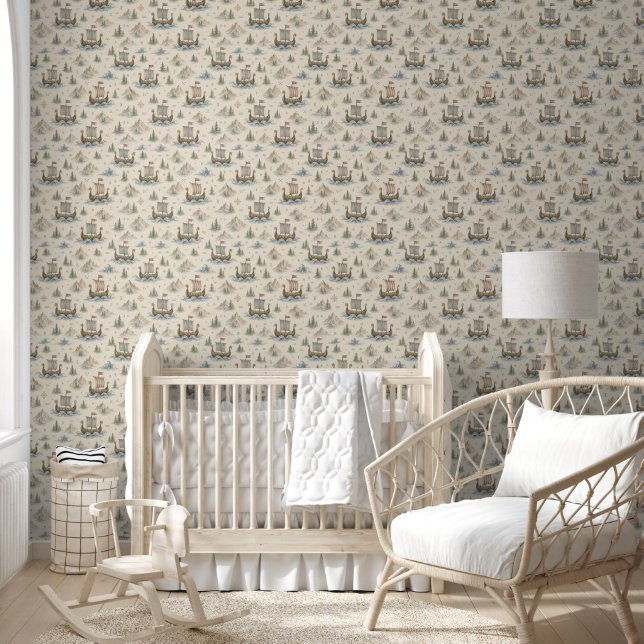 Papier Peint Nurserie Bateau Viking (Enfants)