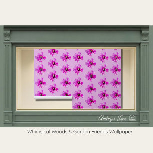 Papier Peint Nurserie Florale Rose Abeille Fantaisiste & Cosmos