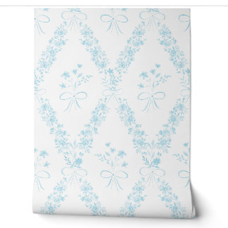 Papier Peint Nursery Fille Bébé Arc-en-ciel Fleurs Bleu Clair A