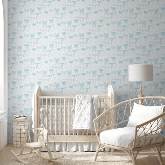 Papier Peint Nursery Fille Bébé Arc-en-Ciel Pastel Bleu