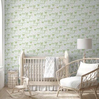 Papier Peint Nursery Fille Bébé Arc-en-ciel Vert Aquarelle