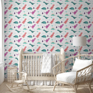 Papier Peint Nursery Fille Bébé Dinosaure Mignon Autocollant