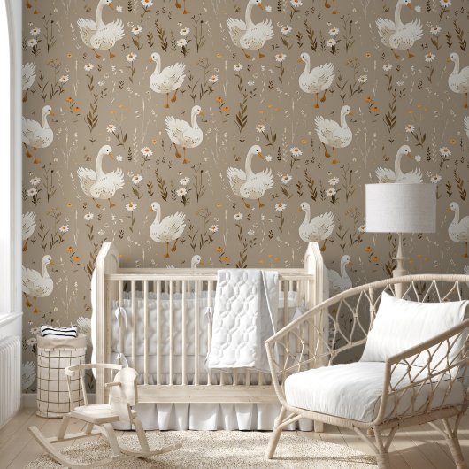 Papier Peint Nursery Taupe Oie Bébé (Enfants)