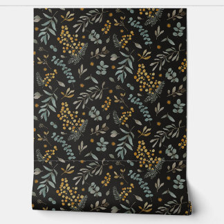Papier Peint Oeucalyptus australien floral noir