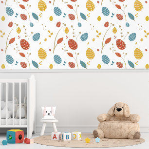 Papier Peint Œufs de Pâques et Branches Printaniers Colorés Sim