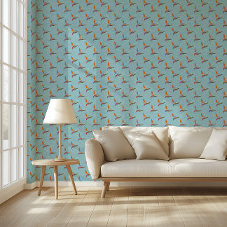 Papier Peint Oiseau moderne Turquoise tropical du paradis tiré