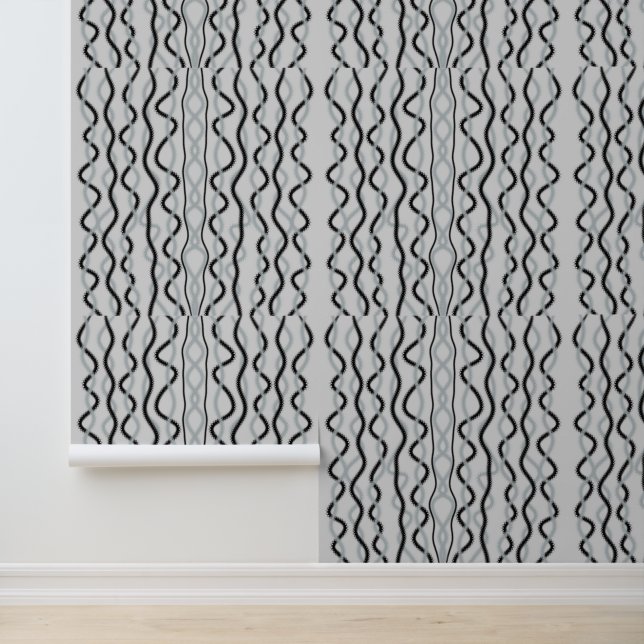Papier Peint Ondes noires et grises (Application)