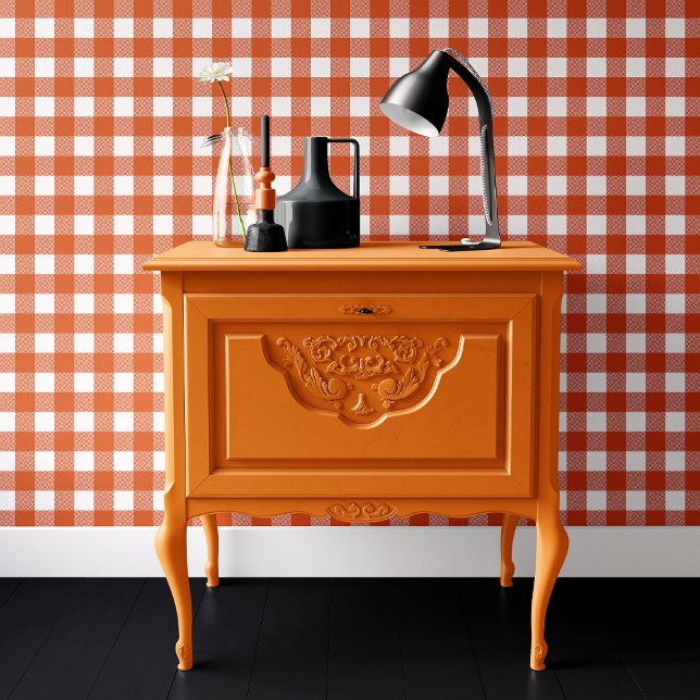 Papier Peint Orange et blanc Plaid Halloween Buffalo (Créateur téléchargé)