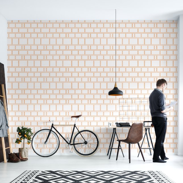 Papier Peint Orange Frame Gallery Motif horizontal géométrique (Salon)