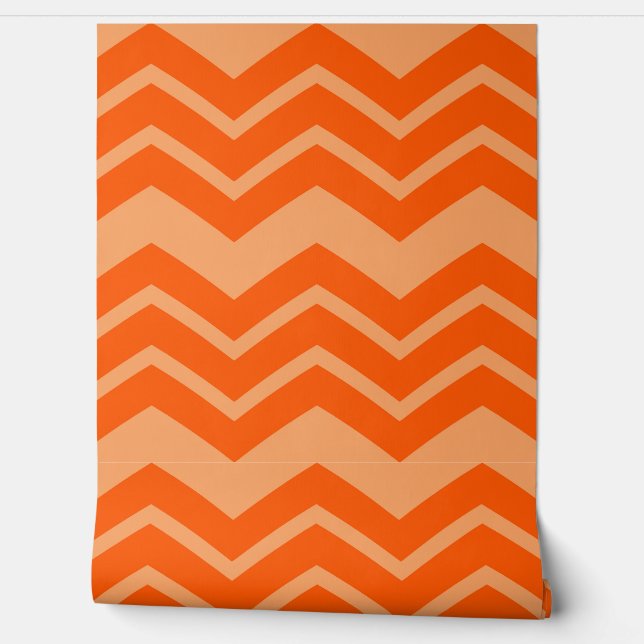 Papier Peint Orange Zigzag Chevron Design Motif (Déroulement)