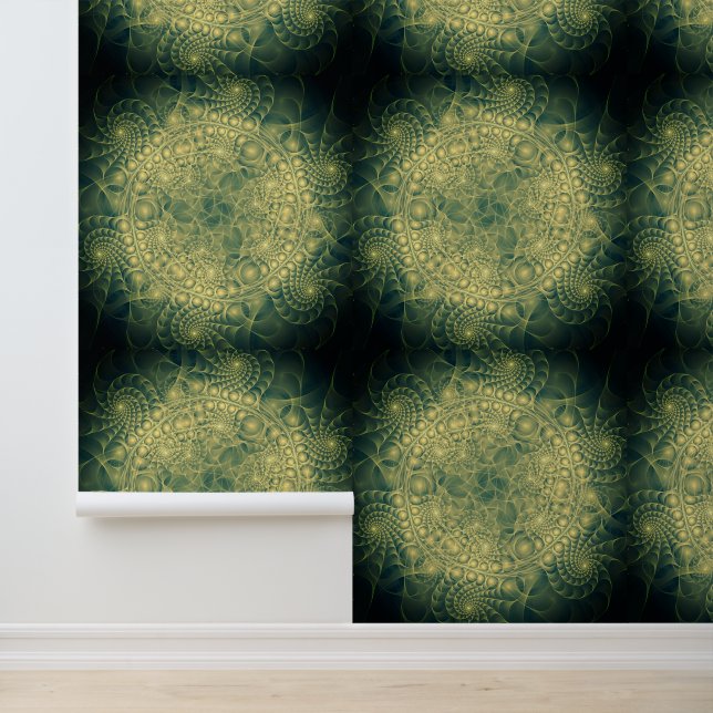 Papier Peint Ornements Fractal Jaune Vert (Application)