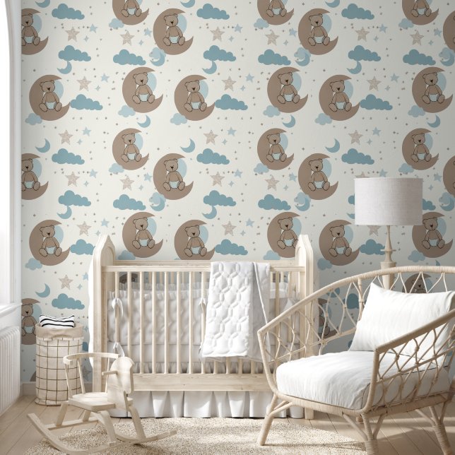Papier Peint Ours bleu Teddy (Enfants)