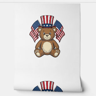 Papier Peint Ours en peluche patriotique vintage vector design_