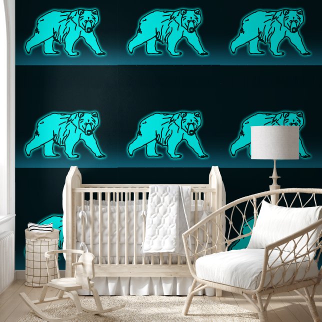 Papier Peint Ours kodiak bleu (Enfants)