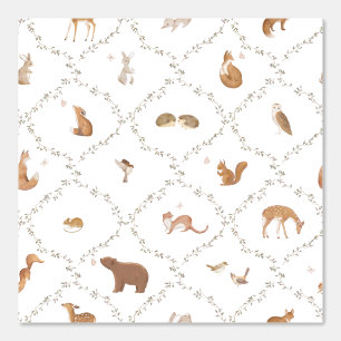 Papier Peint Ours Lapin Lapereau Renard Animaux de la Forêt Enf