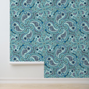 Papier Peint Paisley en bleu bébé
